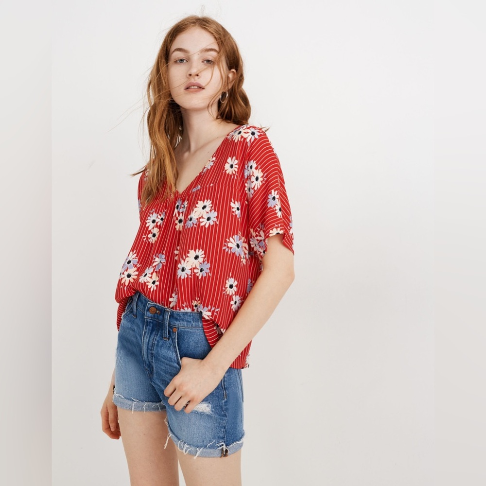 Madewell Red Daisy Top